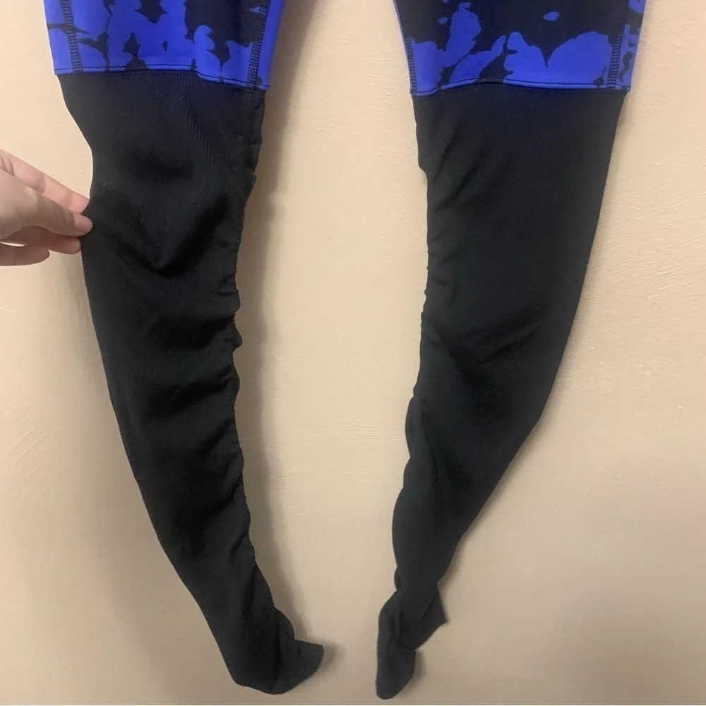 ALO Yoga Goddess Ribbed Legging Blue Black Tie Dye Size Small